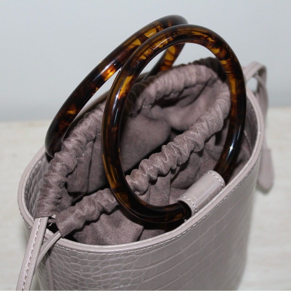 Elizabeth and James Taupe Ring Handle Croco Crossbody Bag - Picture 10 of 14